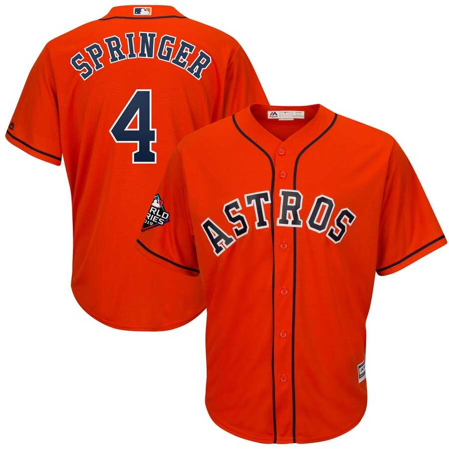 Astros 4 George Springer Orange 2019 World Series Bound Cool Base Jersey,We sell and wholesale Astros 4 George Springer Orange 2019 World Series Bound Cool Base Jersey on line form chian!